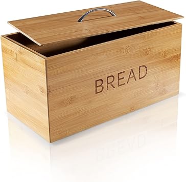 Francois et Mimi Pure Bamboo Oversized Large Capacity Bread Box, Bread Bin, Food Storage Bin (Retro)
