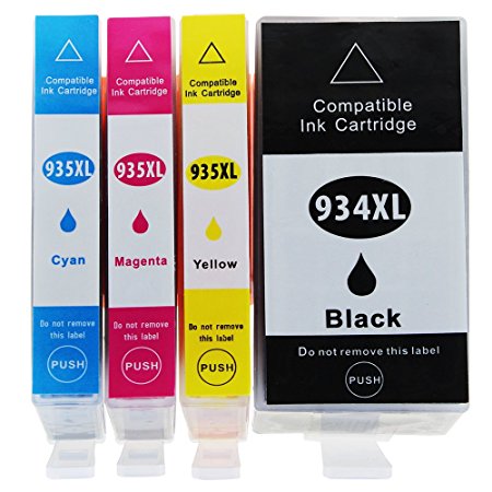 Aken 4Color (Black*1 Cyan*1 Magenta*1 Yellow*1) Replacement for HP 934XL 935XL 934 XL 935 XL Ink Cartridges Compatible with HP OfficeJet Pro 6830 6230 6812 6835 6815 6820 6220 InkJet Printers