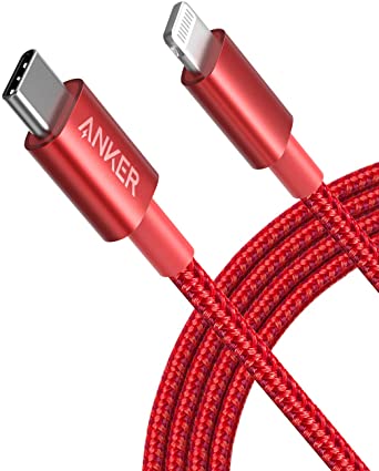 USB C to Lightning Cable, Anker New Nylon USB-C to Lightning Charging Cord for [6ft Apple MFi Certified] for iPhone 11 Pro/X/XS/XR / 8 Plus/AirPods Pro, Supports Power Delivery (red)