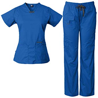 Medgear Womens Scrub Set Utility 4 Pocket top, 7 Pocket 2043 Pant with D-Ring