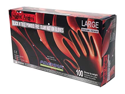 Adenna Night Angel 4 mil Nitrile Powder Free Exam Gloves (Black, Large) Box of 100