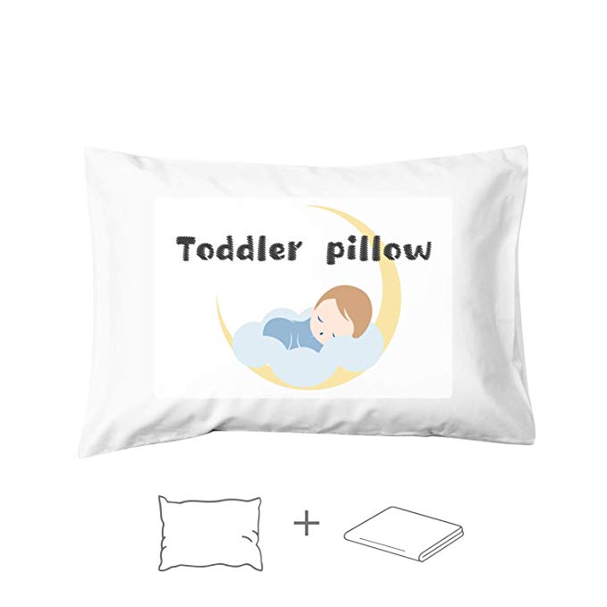 EXQ Home Toddler Pillow with Pillowcase 13"x18" Baby Pillows for Sleeping Machine Washable Kids Pillow for Toddlers, Kids, Infant (1 Pillow 1 Pillowcase)