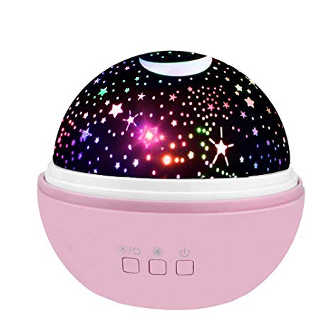 2-10 Year Old Girl Gifts, Wiki LED Halloween Night Lamp Relaxing for Kids Moon Star Toys for 2-10 Year Old Girls Gifts for 2-10 Year Old Gifts Girls Toys Age 2-10 Birthday Christmas Pink WKUSXKD04
