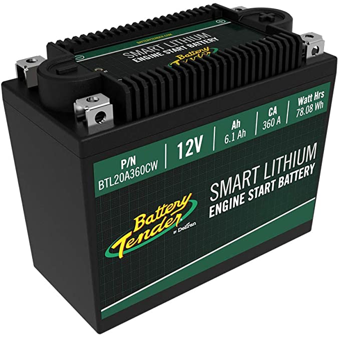 Battery Tender Engine Start Battery: Lithium Motorcycle Battery with Smart Battery Management System (BMS) - 12V 6.1 AH 360 CCA Lightweight Starting Batteries for Motorcycles and ATVs - BTL20A360CW