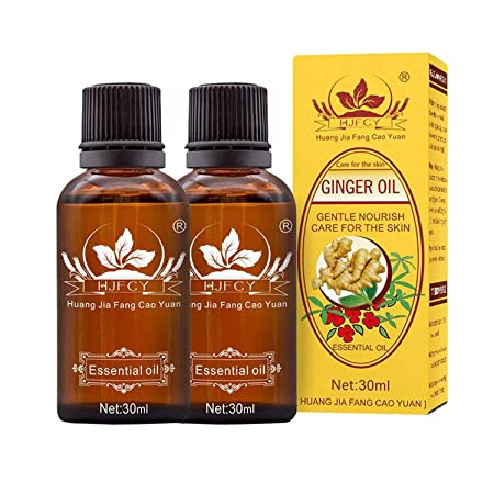 2PC Ginger Body Massge Oil, 100% Pure Natural Plant Extract Essential Oil for Lymphatic Drainage, Swelling Promote Blood Circulation Relieve Muscle Soreness 30ml/Bottle