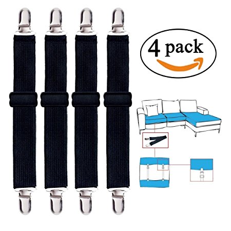 Generic Adjustable Bed Sheet Cover Grippers Suspenders Holder Band Straps Clips Fasteners Black 4 Pack