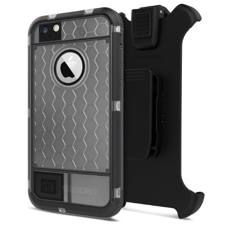 Seidio OBEX Waterproof Case and Removable Belt-Clip Holster Combo for the iPhone 6 Plus/6s Plus [Drop Proof] - Retail Packaging - Frost