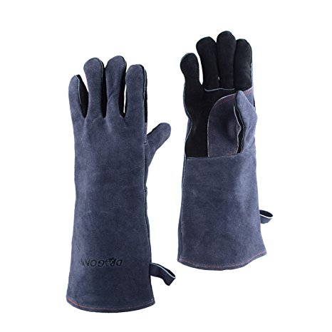 DRAGONN Leather Heat Resistant Oven Gloves & Cooking Mitts - Made For BBQ, Cooking, Grilling & Baking