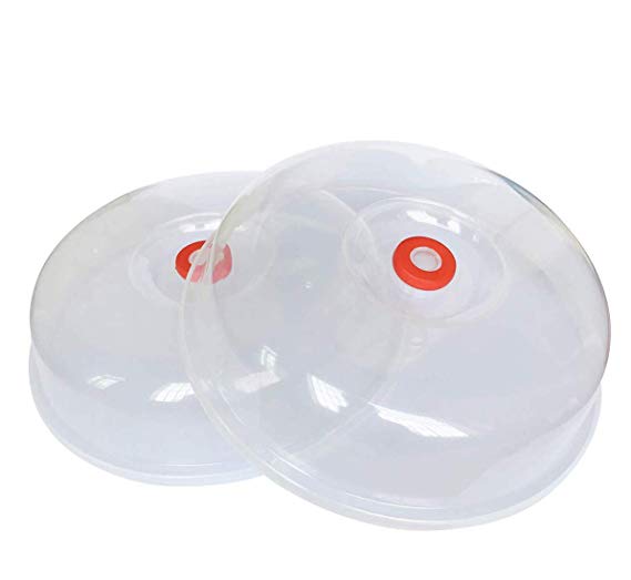 HY Microwave Plate Cover - Microwave Splatter Cover, Microwave Food Splatter Lid with Steam Vent, Prevent Food Splatter Clear Cover- 9 Inch | Food-grade, BPA-Free & Dishwasher-Safe (2 Pack )