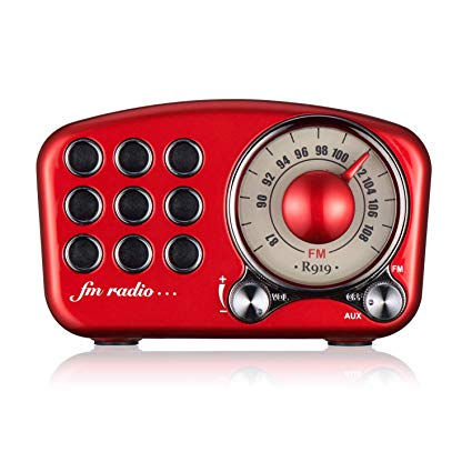 Vintage Radio Retro Bluetooth Speaker- Mifine Retro FM Radio with Old Fashioned Classic Style, Strong Bass Enhancement, Loud Volume, Bluetooth 4.2 Wireless Connection, TF Card and MP3 Player