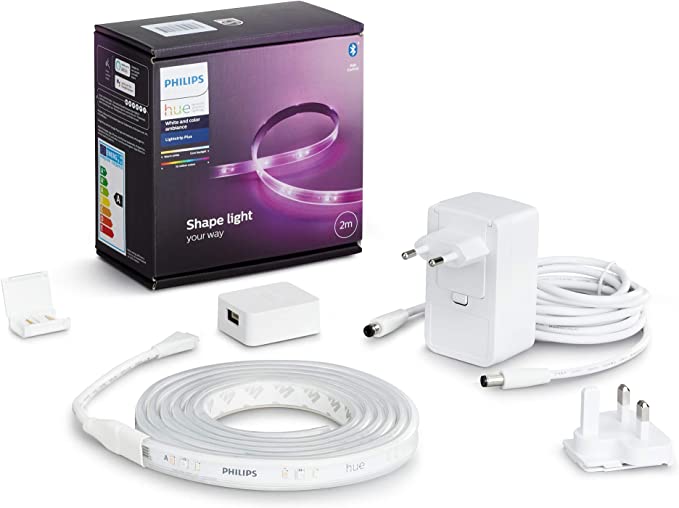 Philips Hue Lightstrip Plus v4 [2 m] White & Colour Ambiance Smart LED Kit with Bluetooth, Works with Alexa, Google Assistant and Apple HomeKit