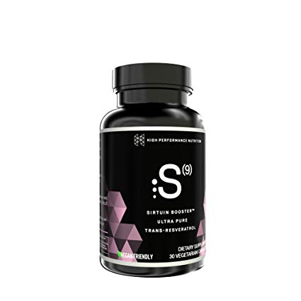 HPN S(9) Sirtuin Booster Ultra Pure Trans Resveratrol 30 Capsules Anti-Aging Antioxidant Supplement High Performance Nutrition