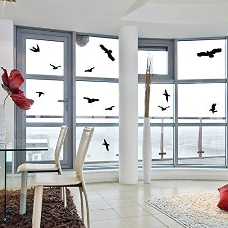 Window Alert Bird Stickers Silhouettes Glass Door Protection Save Birds, black - by FMJI