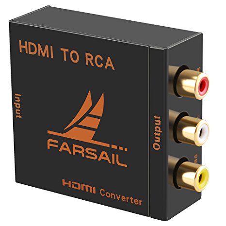 FarSail 1080P HDMI to RCA AV CVBS Composite Video Audio Converter Adapter - Aluminum Alloy Design - Support PAL/NTSC