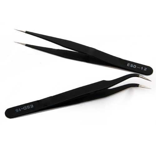 CHOP MALL® 2pcs Professional Nail Art Rhinestones Eyelashes Extensions Pick Tweezer Nipper Clipper Tool (Black)