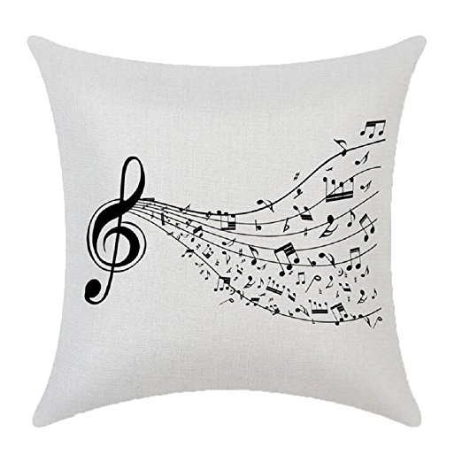 Music Printed Cushion Cover LivebyCare Linen Cotton Cover Throw Pillow Case Sham Pattern Zipper Pillowslip Pillowcase For Decor Decorative Drawing Living Room