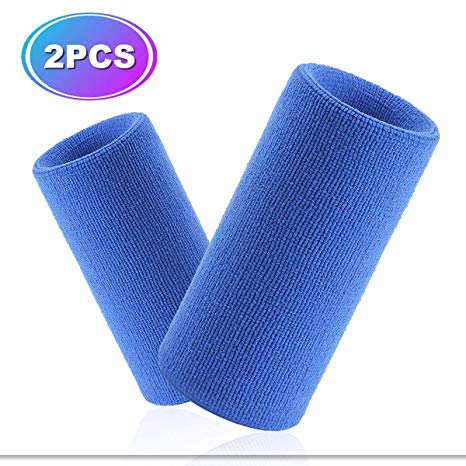 Hoter 6 Inch Long Thick Wristband/Sweatband for Tennis and Other Sports, 1PC/2PCS Pack