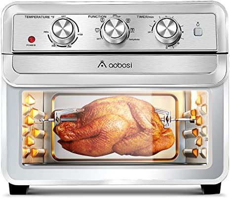 Air Fryer Toaster Oven Aobosi Rotisserie Air Fryer Oven Convection Oven Countertop Air-Fry Oven Multi-Function 6-in-1 Toast/Bake/Broil/Airfry/Dehydrate/Reheat|23Qt XL Large Capacity|Recipe|1700W