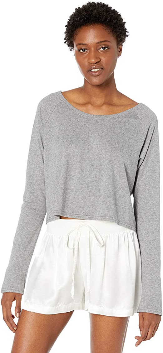 Amazon Brand - Mae Women's Cotton Modal Crop Lounge T-Shirt