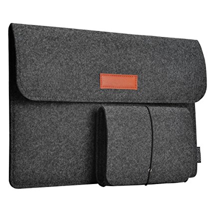 dodocool Laptop Felt Sleeve Envelope Cover Ultrabook Carrying Case with Mouse Pouch (Dark Gray 13.3 inch)