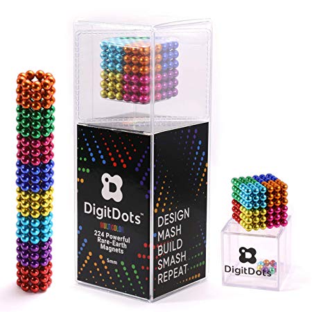 Brainspark DigitDots Multi Colored 224 Pieces 5 Millimeter Magnetic Balls 8 Colors The Original Adult Fidget Toys Rare Earth Magnets Desk Toys Desk Games Magnet Toys Stress Relief Toys