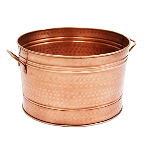 Achla Designs Round Hammered Copper Plated Galvanized Tub