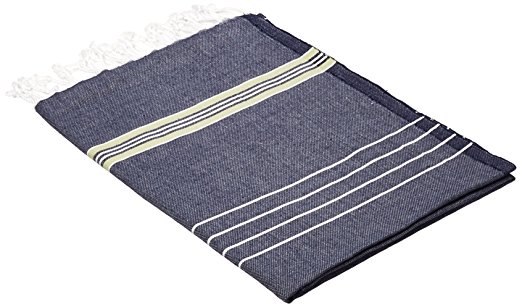 Paradise Series Turkish Bath Towels – Traditional Peshtemal Design for Bathrooms, Beach, Sauna – 100% Natural Cotton, Ultra-Soft, Fast-Drying, Absorbent – Warm, Rich Colors with Stripes Darkblue Green