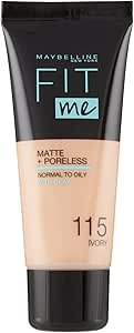 Maybelline New York Fit Me Matte Foundation Refines Pores Shade 115 Ivory ,30 ml (Pack of 1)