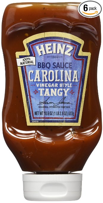 Heinz BBQ Sauce, Tangy Vinegar Carolina Style BBQ Sauce, 18.6 ounce squeezable bottle(Pack of 6)