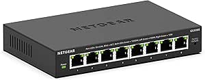 NETGEAR 8-Port Gigabit Ethernet Plus Switch (GS308E) - Desktop or Wall Mount, Home Network Hub, Office Ethernet Splitter, Silent Operation