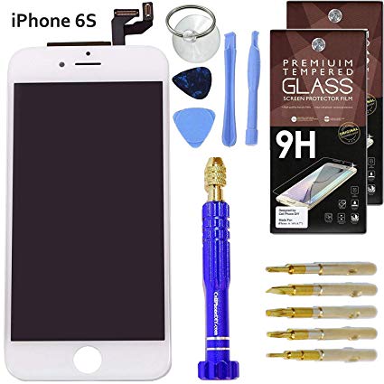Cell Phone DIY White iPhone 6S Screen Replacement 4.7" LCD Touch Screen Digitizer Assembly Set   Premium Glass Screen Protector   Pro Repair Tool Kit