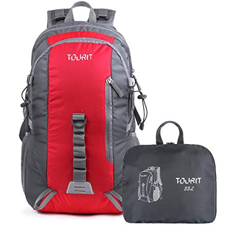 TOURIT Light Travel Hiking Backpack Packable Foldable Daypack Waterproof Back Packs for Hiking, Large Capacity 35L for Men Women Boys Girls to Picnics, Gym, Outdoor, Hiking