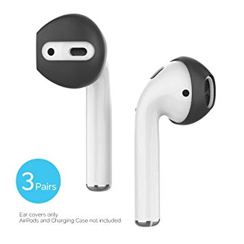 Delidigi 3 Pairs AirPods Ear Cover Ultra Thin Earbud Ear Tips [Charge in The Case] Compatible with Apple AirPods 2 & 1 or EarPods (Black)