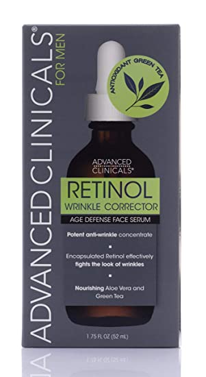 Advanced Clinicals Concentrated Retinol Wrinkle Serum for Men Moisturizing Retinol Serum for Face Lifts and Plumps Deep Wrinkles and Improves Elasticity for Smooth Skin 1.75 oz.
