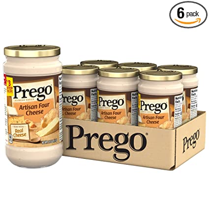 Prego Pasta Sauce, Four Cheese Alfredo Sauce, 14.5 Ounce Jar (Pack of 6)