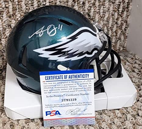 Autographed A,J. Brown Philadelphia Eagles mini helmet with PSA COA
