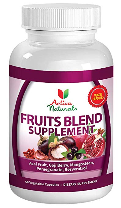 Activa Naturals Fruit Supplement with Blend of Acai, Pomegranate, Mangosteen, Goji, Noni & Berry Fruits Supplements - 60 Veg. Caps