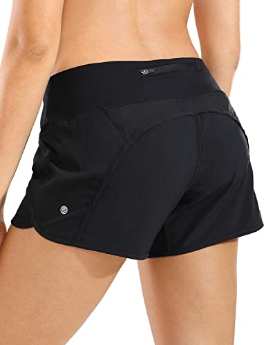 CRZ YOGA Women's Quick-Dry Athletic Sports Running Workout Shorts with Zip Pocket - 4 Inches