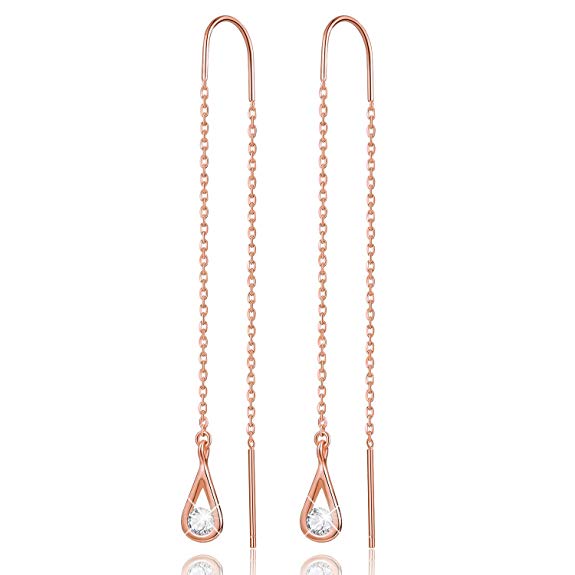 ✦Gifts for Christmas✦Esberry 18K Gold Plating 925 Sterling Silver CZ Hollow Teardrop Dangle Earrings Cubic Zirconia Circle Hypoallergenic Earrings Jewelry for Women and Girls