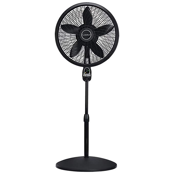 Lasko 1843 18″ Remote Control Cyclone Pedestal Fan with Built-in Timer, Black Features Oscillating Movement and Adjustable Height [New Improved Version]