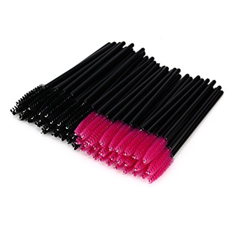 Shintop Disposable Eyelash Eye Lash Makeup Brush Mascara Wands Applicator Makeup Kits (100PCS ROSE BLACK)