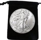 2015 American Eagle 1 oz Silver in Black Velveteen Bag Dollar Uncirculated US Mint