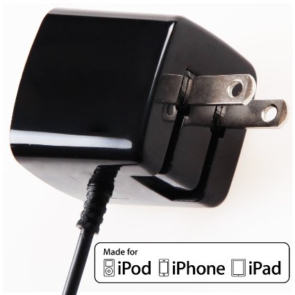 Lightningfast Apple Certified iPhone Lightning Charger - Wall Plug - Fold Away Pins - Black - Lifetime Guarantee