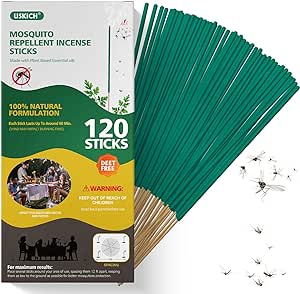 120 PCS Mosquito Repellent | Natural Citronella Oil Mosquito Incense Sticks Organic Mosquito Barrier Mosquito Repeller for Backyard Patio Travel Camping Indoors Gnat Mosquito Control