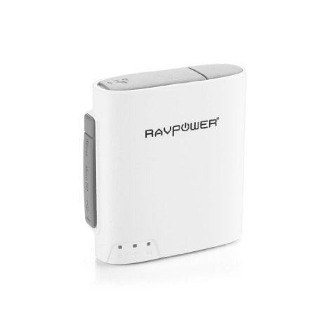 RAVPower FileHub, Wireless Travel Router, Access Point Micro SD Card USB Reader Hard Drive Companion DLNA NAS Sharing Media Streamer 6000mAh External Battery, White