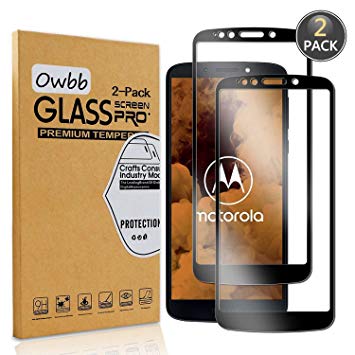 Owbb [2 Pack] Tempered Glass Screen Protector For Motorola Moto G6 Play Black Full Coverage Film 99% Hardness High Transparent Explosion-proof