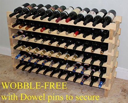 Stackable 72 Bottles Modular Wine Storage Racks, 47" Wide, Solid Pine Wood, WN84