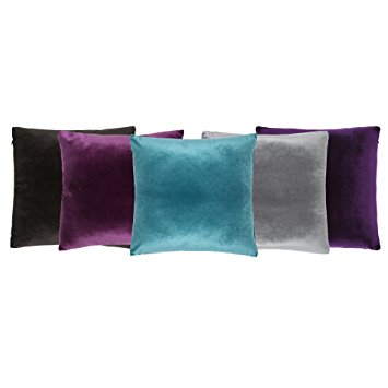 Solid Velvet Decorative Euro Pillow Cover/Sham, 26" x 26", Purple, Set of 2