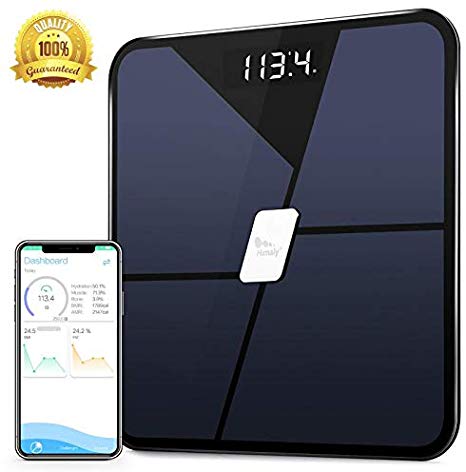 Bluetooth Body Fat Scale - Smart Scale USB Rechargeable Digital Bathroom Weight Scale with iOS & Android APP, Body Composition Monitor for Body Fat, BMI, BMR, Muscle Mass, Water, 400 lbs