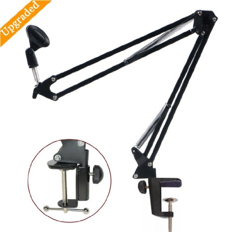 Etubby [Heavy Duty] Upgraded Professional Adjustable Desktop Microphone Suspension Boom Scissor Arm Stand Holder for Broadcast, Studio, TV Station, Program Record and More